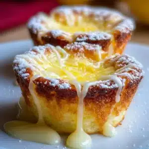 Mini Baby Lemon Impossible Pies on a dessert plate