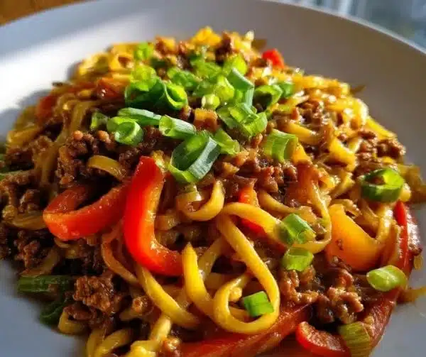 Mongolian Ground Beef Noodles
