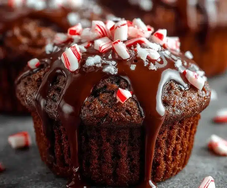 Peppermint Hot Chocolate Muffins