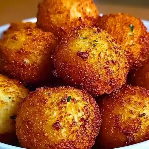 Delicious gluten-free hushpuppies served with dipping sauce.