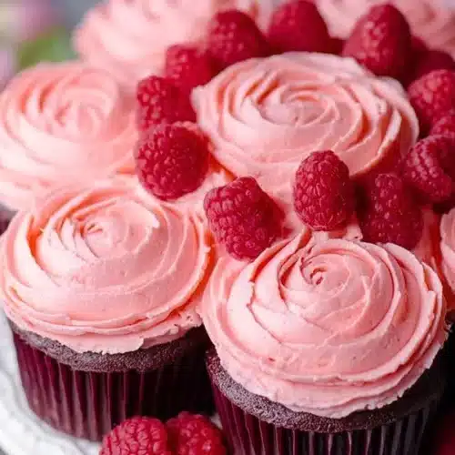 Delicious Raspberry Buttercream frosting spread on a cake
