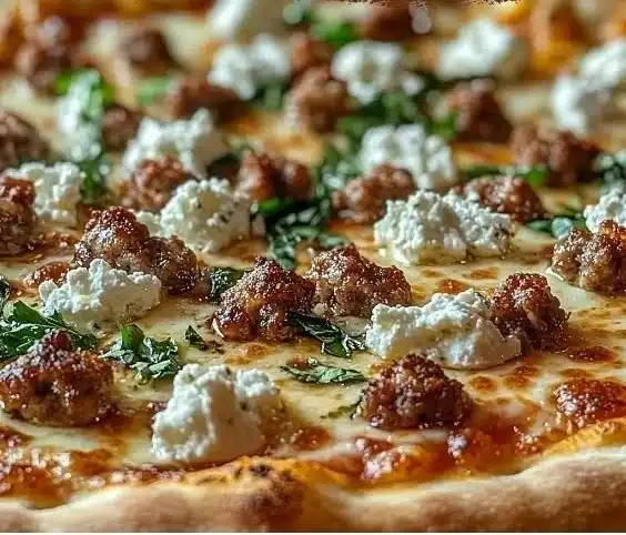 Sweet & Spicy Hot Sausage Feta Honey Pizza