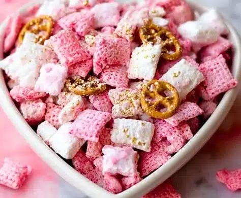 Valentine's Strawberry Cheesecake Puppy Chow